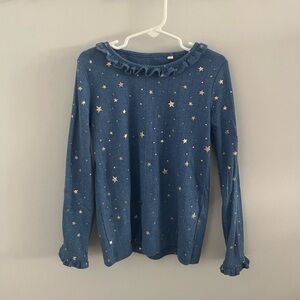 Mini Boden Ruffle Pointelle Shirt 7-8 Y